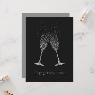 Tarjeta Copas de Champagne para Feliz Año Nuevo con Puntos
