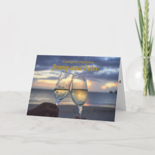 TARJETA COPAS DE CHAMPÁN FELICITACIONES DE BODAS PERSONALI