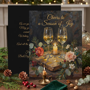 Tarjeta Copas de vino con flores temperamentales para fies