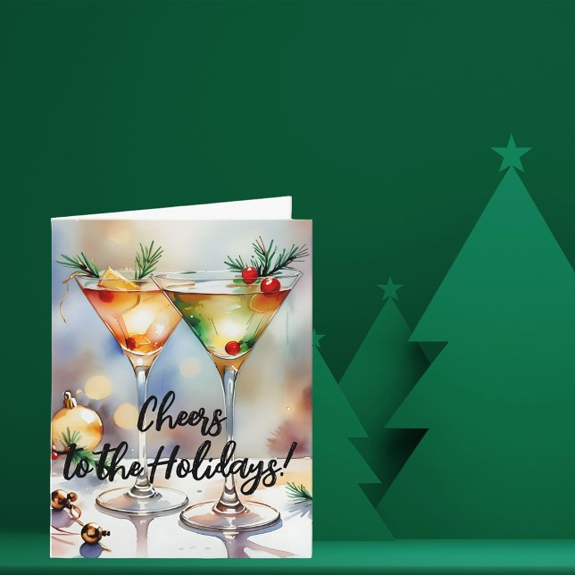 Tarjeta Copas festivas de cóctel de Navidad Saludo (Subido por el creador)