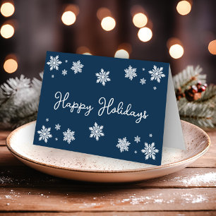 Tarjeta Copia de Copos de Nieve Simples Felices Fiestas Az
