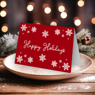 Tarjeta Copia de Copos de Nieve Simples Felices Fiestas Ro