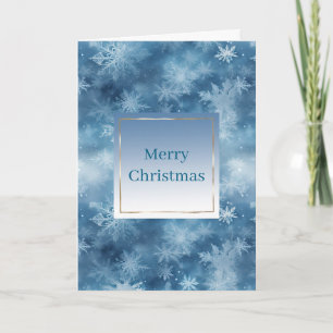 Tarjeta Copia de Navidad Copos de Nieve Blancos y Azules