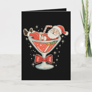 Tarjeta Copo de Martini Santa Hot Mess Navidad Xmas