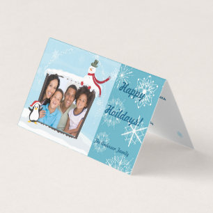 Tarjeta Copo de Nieve Azul Copo de Nieve Foto Personalizad