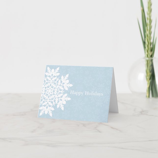 Tarjeta Copo de Nieve Blanco Elegante (Azul Escarcha) (Anverso)
