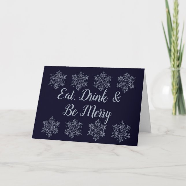 Tarjeta Copo de Nieve de Plata Ornamentado (Anverso)