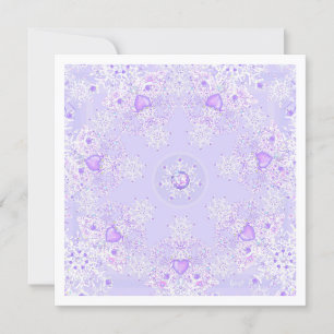 Tarjeta copo de nieve morado claro y corazón brillante