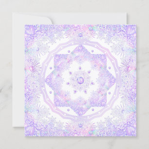 Tarjeta copo de nieve morado claro y corazón brillante