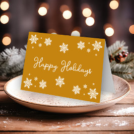 Tarjeta Copo de Nieve Simplista Felices Fiestas Dorado Ama
