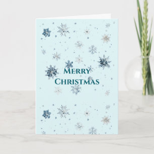 Tarjeta Copos de Navidad Azul Claro