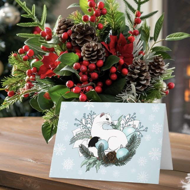 Tarjeta Copos de Navidad en Azul Armiño Blanco (Subido por el creador)