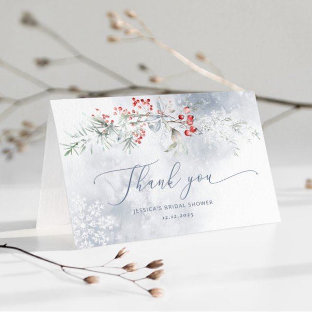 Tarjeta Copos de nieve azul polvoriento Bridal gracias (Subido por el creador)