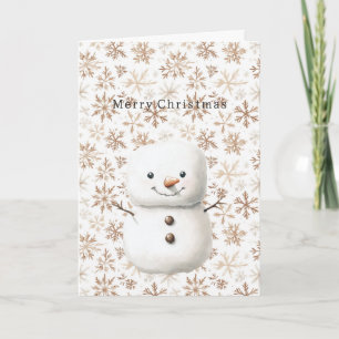 Tarjeta Copos de Nieve Cremosos Muñeco de Nieve Navideño