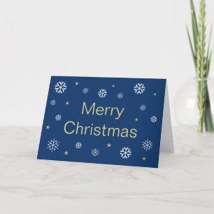 Tarjeta Copos de Nieve de Navidad Azul en Blanco