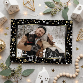 Tarjeta Copos de nieve de oro blanco personalizados en vac