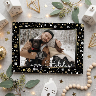 Tarjeta Copos de nieve de oro blanco personalizados en vac
