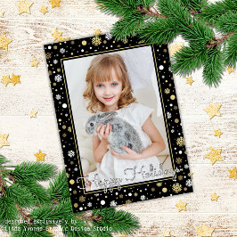 Tarjeta Copos de nieve de oro blanco personalizados en vac