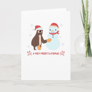 Tarjeta Copos de nieve muy felices de un muñeco de nieve