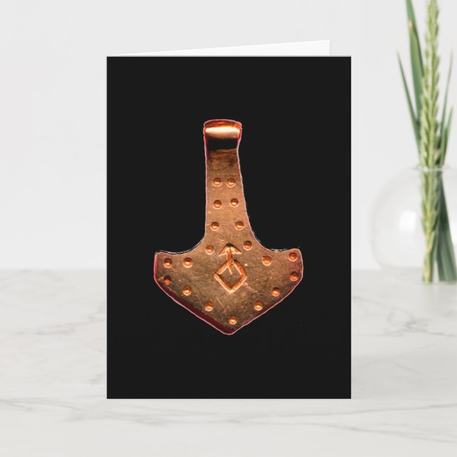 Tarjeta Copper Thor Hammer black greeting card (Anverso)