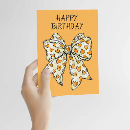 Tarjeta Coqueta caprichosa lazo corazón naranja cualquier 