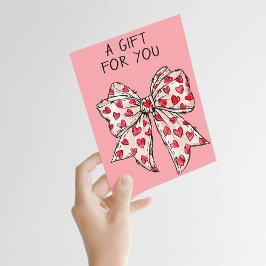 Tarjeta Coqueta Caprichosa Lazo Corazón Rojo Para Cualquie