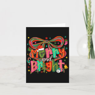 Tarjeta Coqueta de Bow Rosa Merry And Bright Preppy Navida