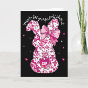 Tarjeta Coqueta Floral Conejo Rosa Slp Lenguaje del Habla