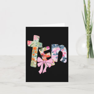 Tarjeta Coqueta Floral de diez años de edad 10 cumpleaños