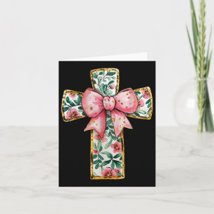 Tarjeta Coqueta floral de la cruz cristiana dobla religión