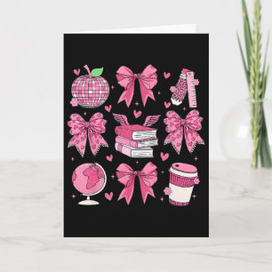 Tarjeta Coqueta lazo rosa manzana Apreciación del maestro