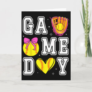Tarjeta Coqueta Lazo Suave Mamá de Softball Día de Juego S