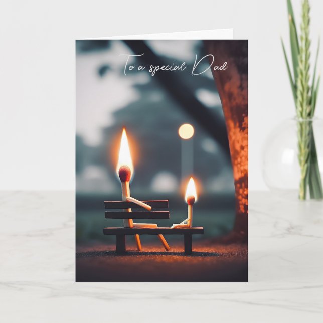 Tarjeta Coquetes en un banco para el Día del Padre (Anverso)