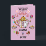 Tarjeta Coquette<br><div class="desc">All cute pastel coquette with a tea party setting,  tea cups,  pastries,  candle drum,  bird,  cat,  butterfly,  bee,  dragonfly,  cute things and etc</div>