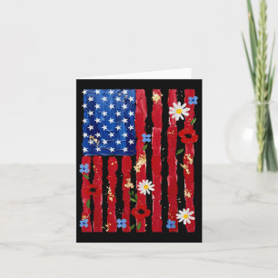 Tarjeta Coquette Bandera Americana Floral 4 De Julio Mujer