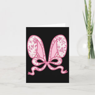 Tarjeta Coquette Bow Bunny Ears Happy Easter Day Rabbit