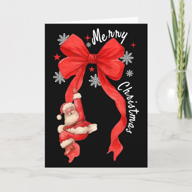 Tarjeta Coquette Bow Christmas,santa Cute Funny Gift Men W (Anverso)