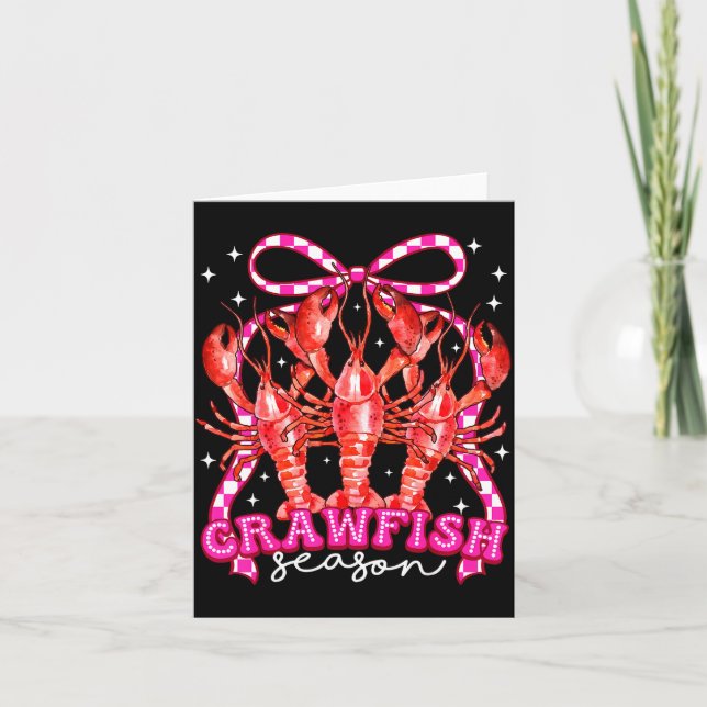 Tarjeta Coquette Bow Crawfish Boil Season For Men Women Ki (Anverso)