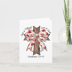 Tarjeta Coquette Bow Cross Día de San Valentín Jesus Bible