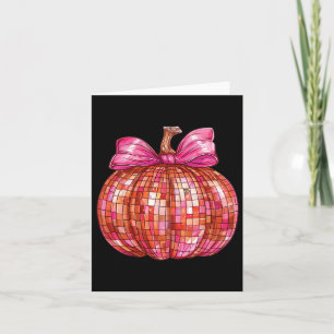 Tarjeta Coquette Bow Disco Ball Pumpkin Cute Girly Hallowe