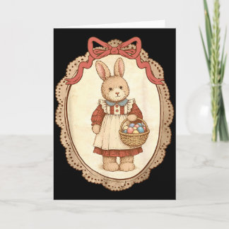 Tarjeta Coquette Bow Funny Bunny Eggs Rabbit Happy Easter 