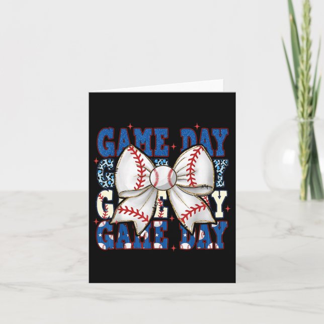 Tarjeta Coquette Bow Game Day Baseball Sofball Funny Chee (Anverso)