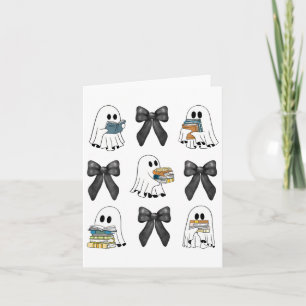 Tarjeta Coquette Bow Ghost Reading Libros Sweater Hallowee