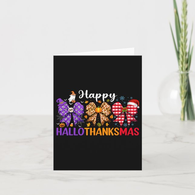 Tarjeta Coquette Bow Happy Hallothanksmas Halloween Gracia (Anverso)