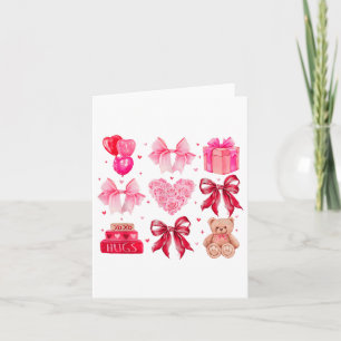 Tarjeta Coquette Bow Heart Día de San Valentín Girly Tee M