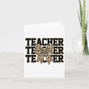 Tarjeta Coquette Bow Leopard Teacher feliz primer día de v