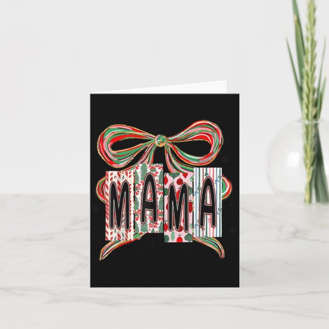 Tarjeta Coquette Bow Merry Christmas Mama Grandma Xmas Paj (Anverso)