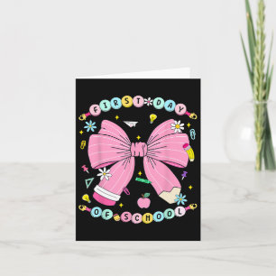 Tarjeta Coquette Bow Pencil Kindergarten de vuelta a la es