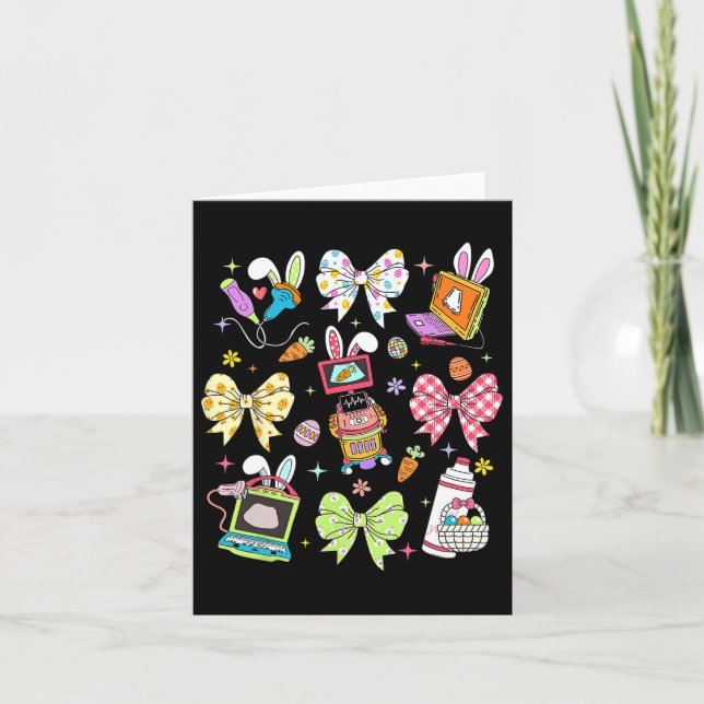 Tarjeta Coquette Bow Sonographer Easter Ultrasonido Tech R (Anverso)