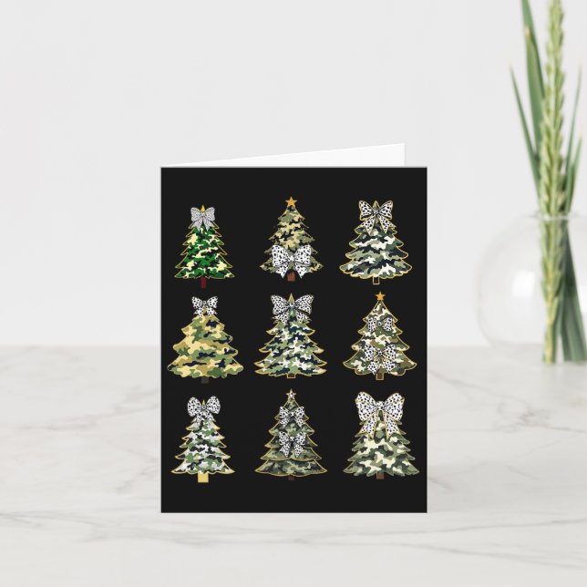Tarjeta Coquette Camo Árbol de navidad dobla camuflaje Hun (Anverso)